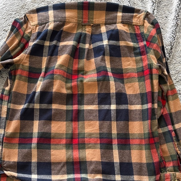 Denim & Flower Plaid Button-Down Shirt in Tan, Navy & Red - Picture 6 of 7